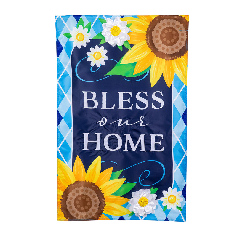 Bless Our Home Sunflowers Applique House Flag