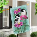 Chickadee Friends Applique House Flag