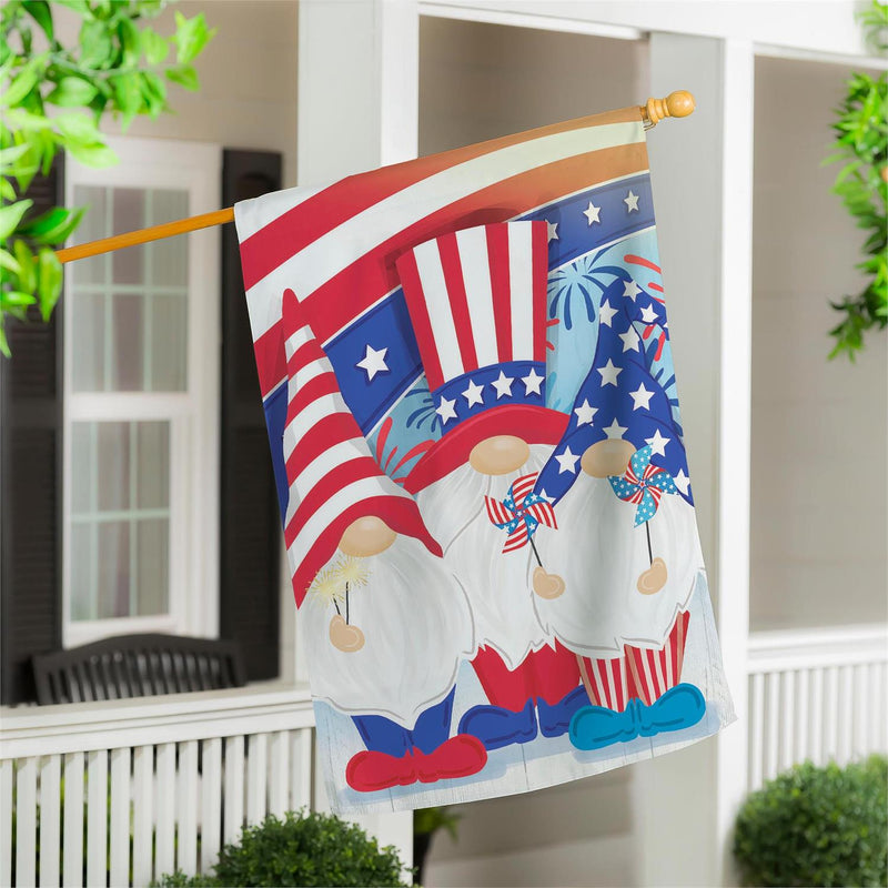 Patriotic Trio Applique House Flag