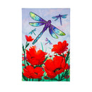 Dragonfly and Poppy Applique House Flag