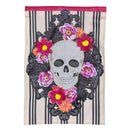 Happy Skull Floral Applique House Flag