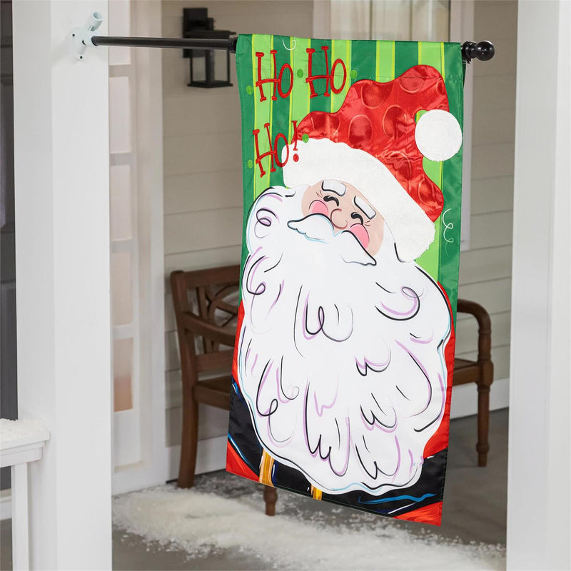 Ho Ho Ho Santa Applique House Flag