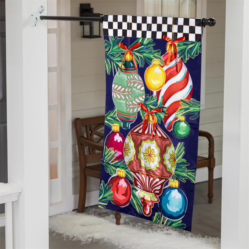 Happy Holidays Ornaments Applique House Flag