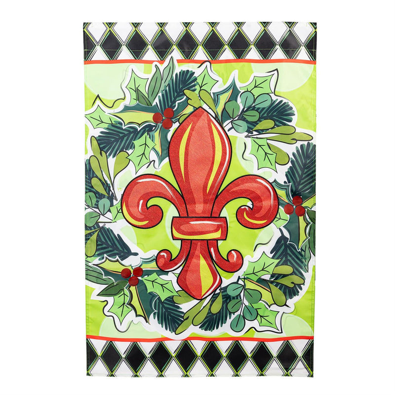 Holiday Fleur De Lis Applique House Flag