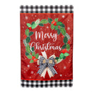 Merry Christmas Wreath Applique House Flag
