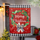 Merry Christmas Wreath Applique House Flag