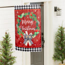Merry Christmas Wreath Applique House Flag