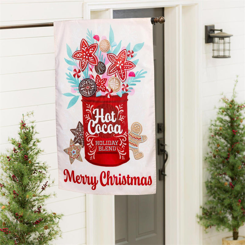 Hot Cocoa Holiday Blend Applique House Flag