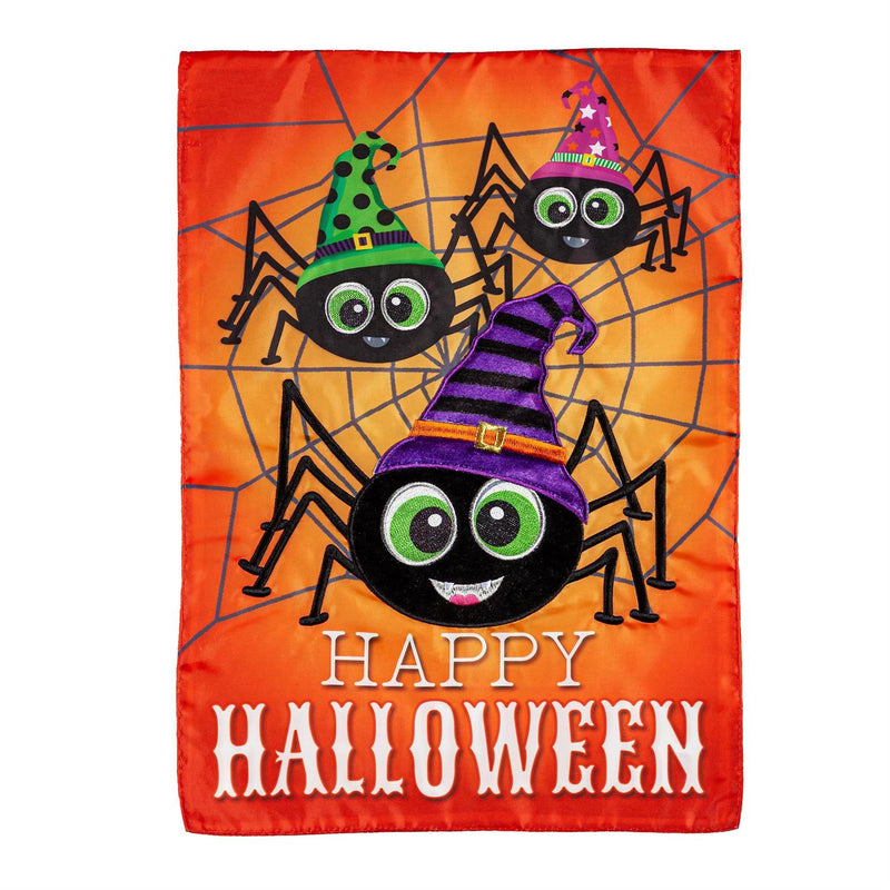 Happy Halloween Spiders  Applique House Flag
