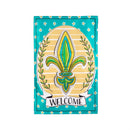 Fleur De Lis Welcome Applique House Flag