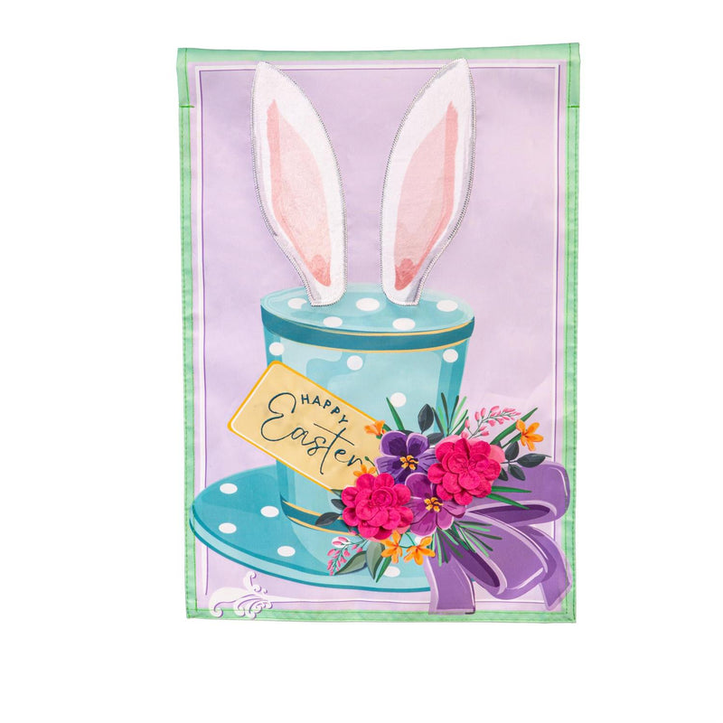 Happy Easter Floral Hat Applique House Flag