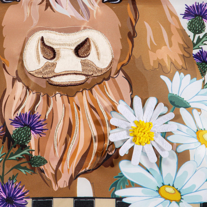 Highland Cow Welcome Friends Applique Garden Flag