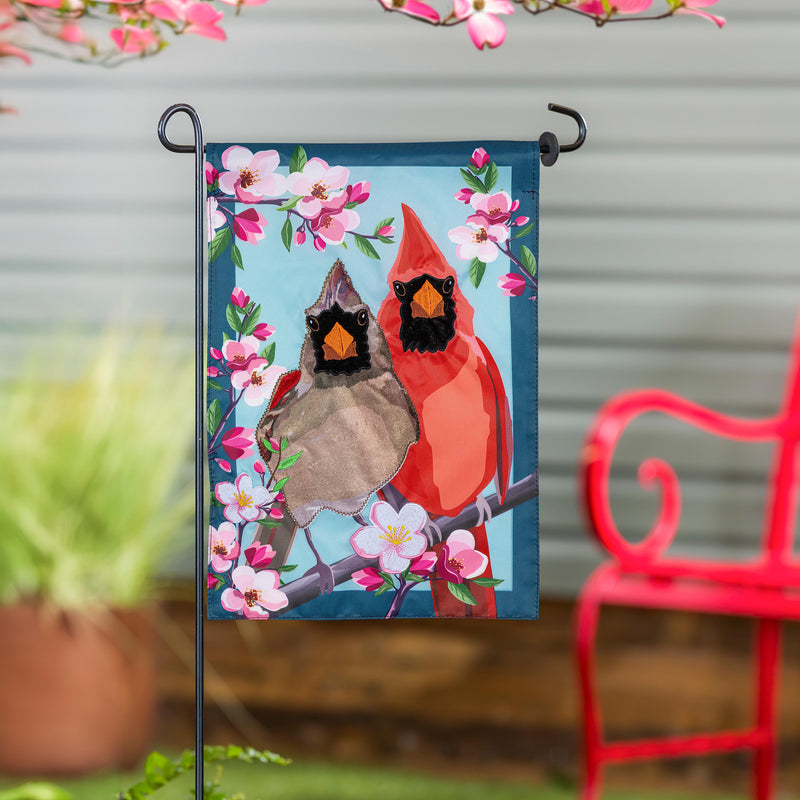Cardinal Couple Applique  Garden Flag