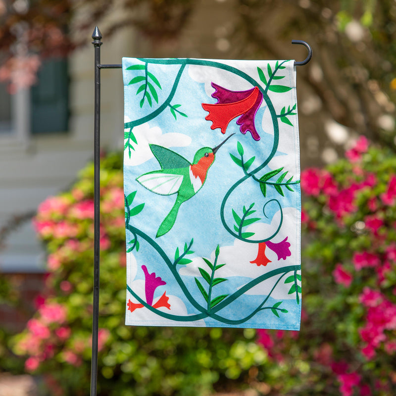 Hummingbird Applique Garden Flag