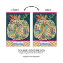 Patterned Jacobean Floral Pumpkin Applique Garden Flag_x000D_