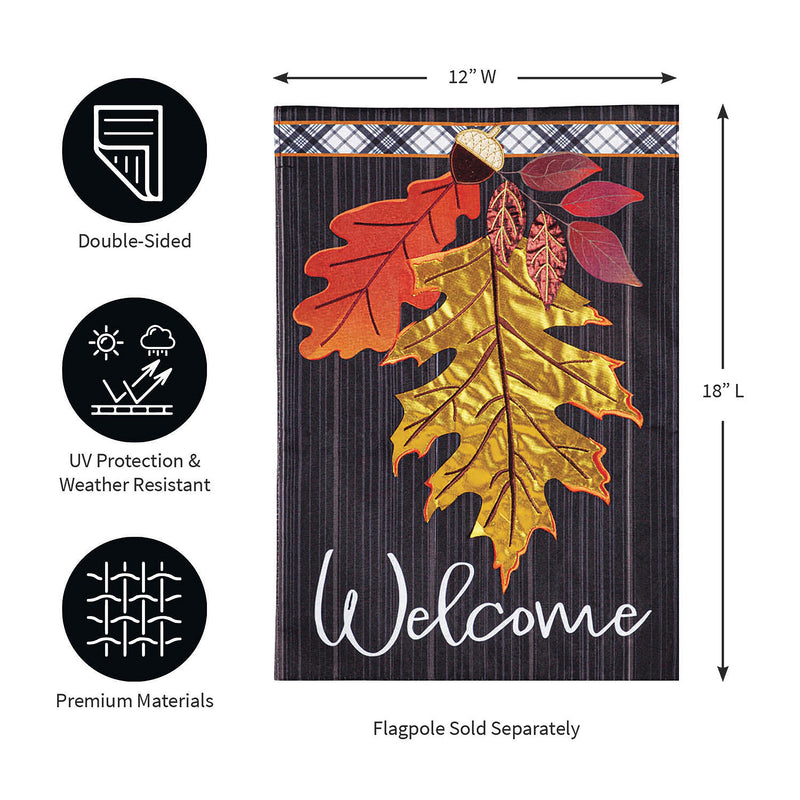 Welcome Autumn Leaves Applique Garden Flag