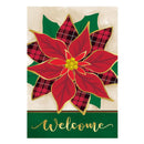 Welcome Poinsettia Applique Garden Flag