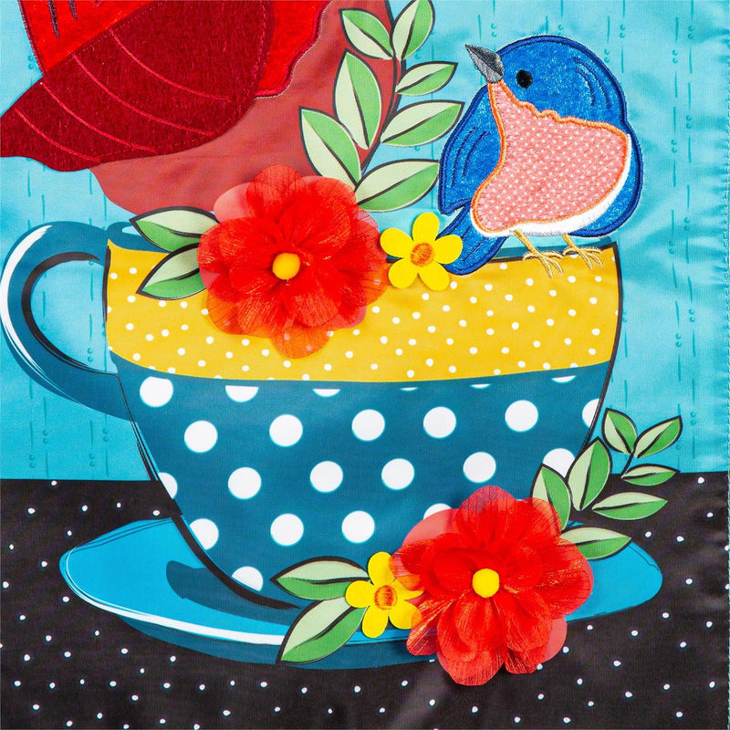 Songbirds Welcome Applique Garden Flag