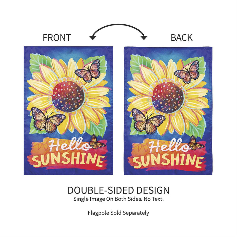 Hello Sunshine and Butterflies Applique Garden Flag