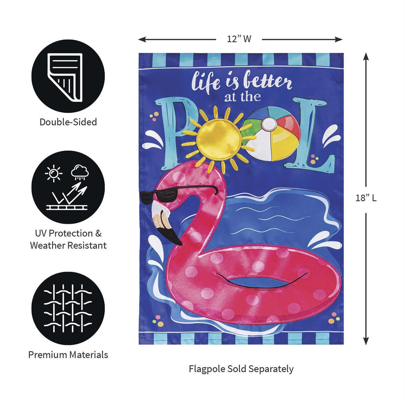 Life is Better at the Pool Applique Garden Flag