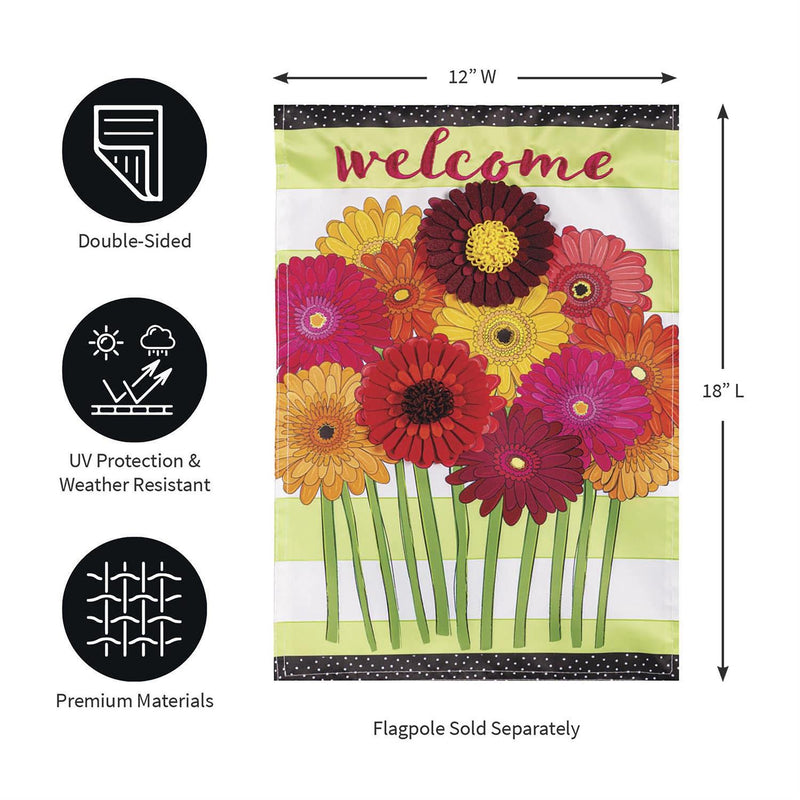 Gerbera Daisies Bouquet Applique Garden Flag