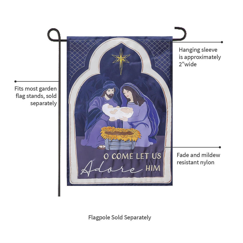 Come Let Us Adore Him Applique Garden Flag