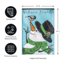 Snowman and Chickadee Applique Garden Flag