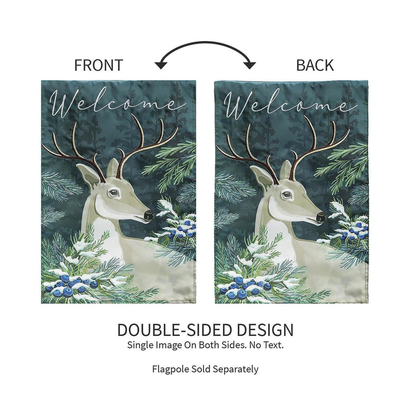 Woodland Deer Welcome Applique Garden Flag