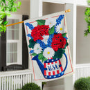 USA Floral Watering Can Applique Garden Flag