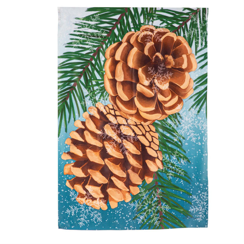 Winter Pine Cone Estate Suede Flag