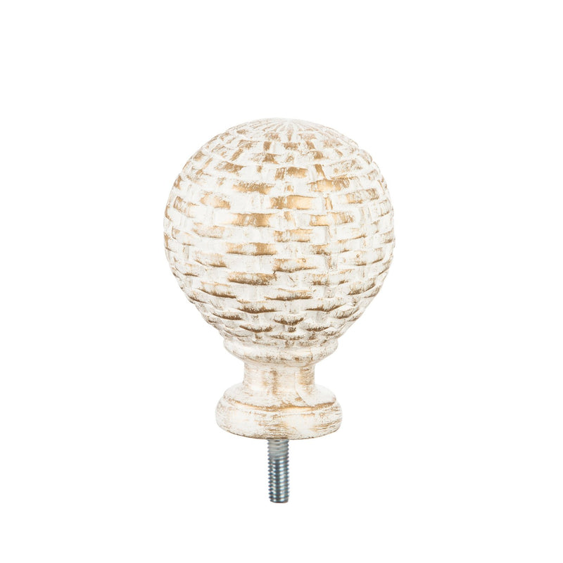 Basketweave Interchangeable Finial, Ivory,20172