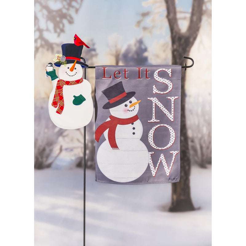 Snowman Laser Cut Garden Flag Stand Icon