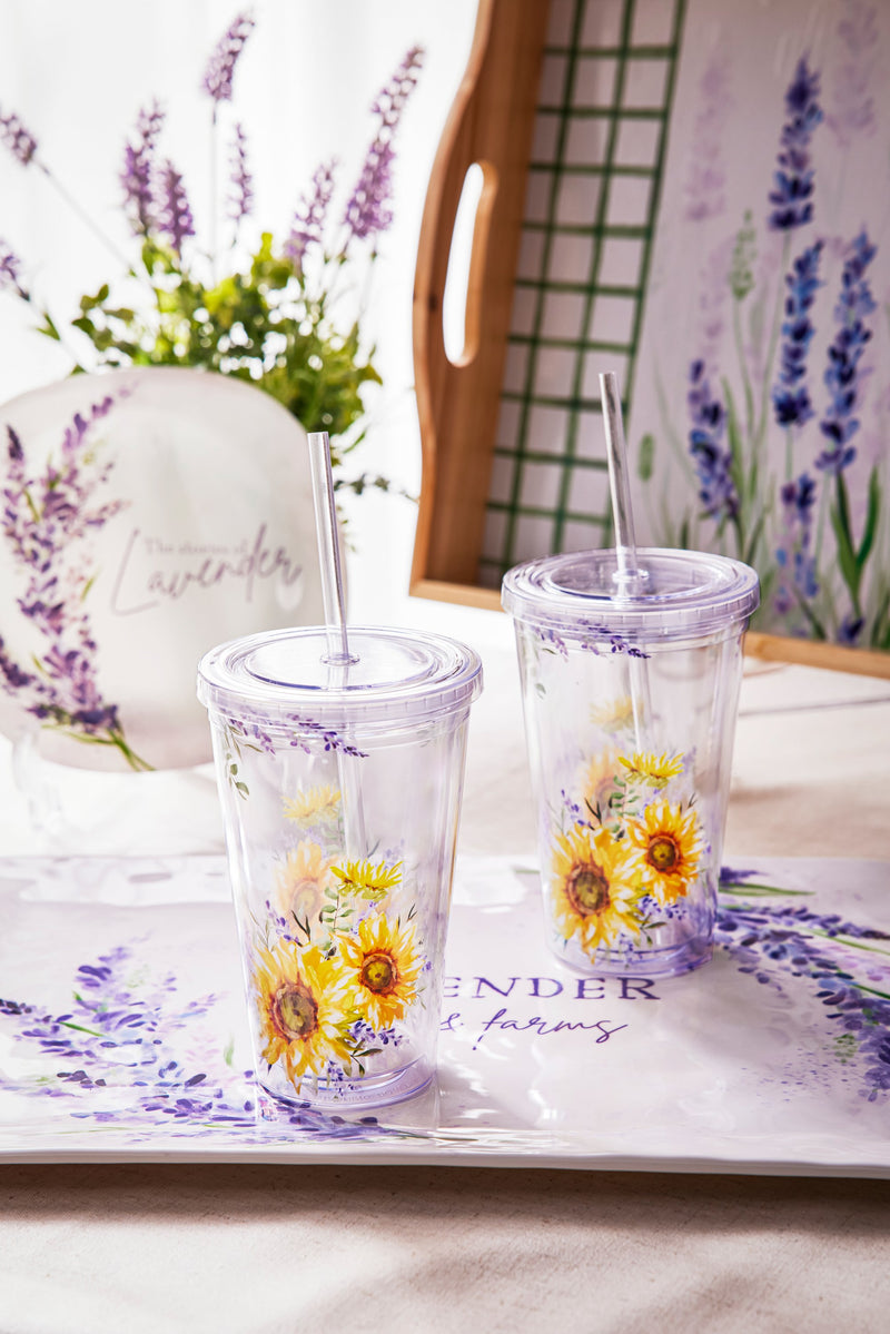 17oz Insulated Cup w/ Straw, Lavender Fields,2ac9862