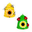 Metal Decorative Bird House, Colorful Bee House Statuary, 11"H