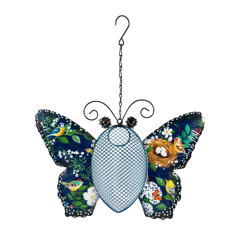 Pollinator Garden Bird Feeder, Metal Floral Butterfly, Asst of 2