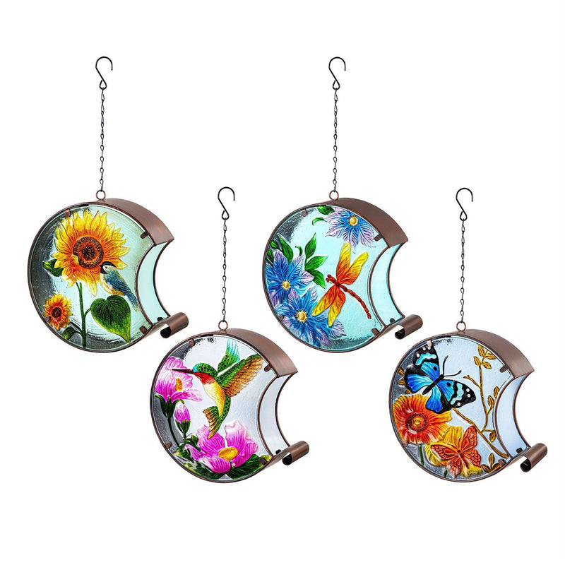 Hand Painted Glass Bird Feeder, Dragonfly