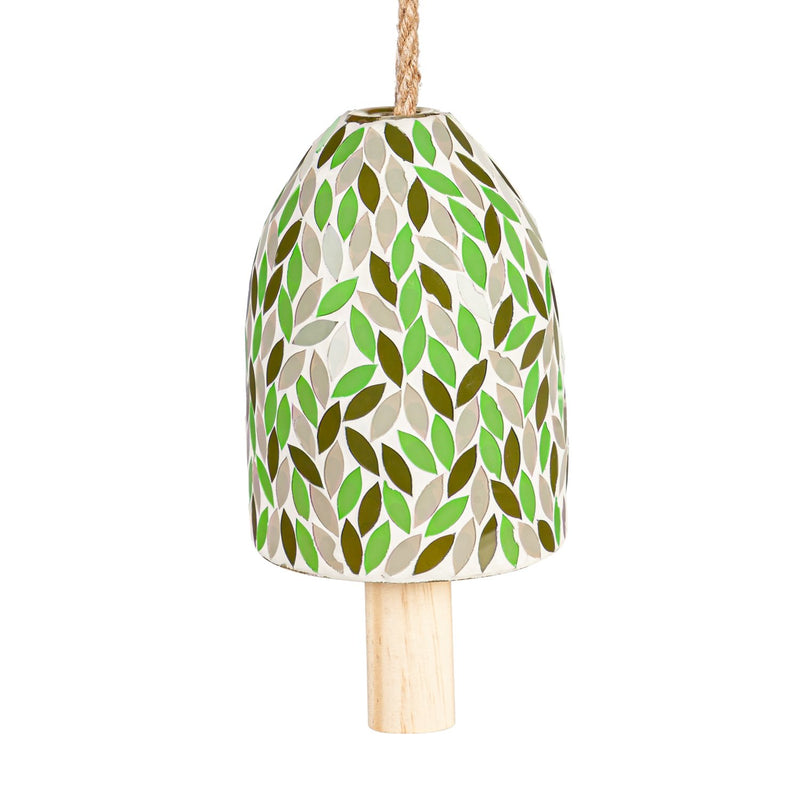 Tulip Greens Mosaic Glass Bell Chime, Asst of 2,2cg670