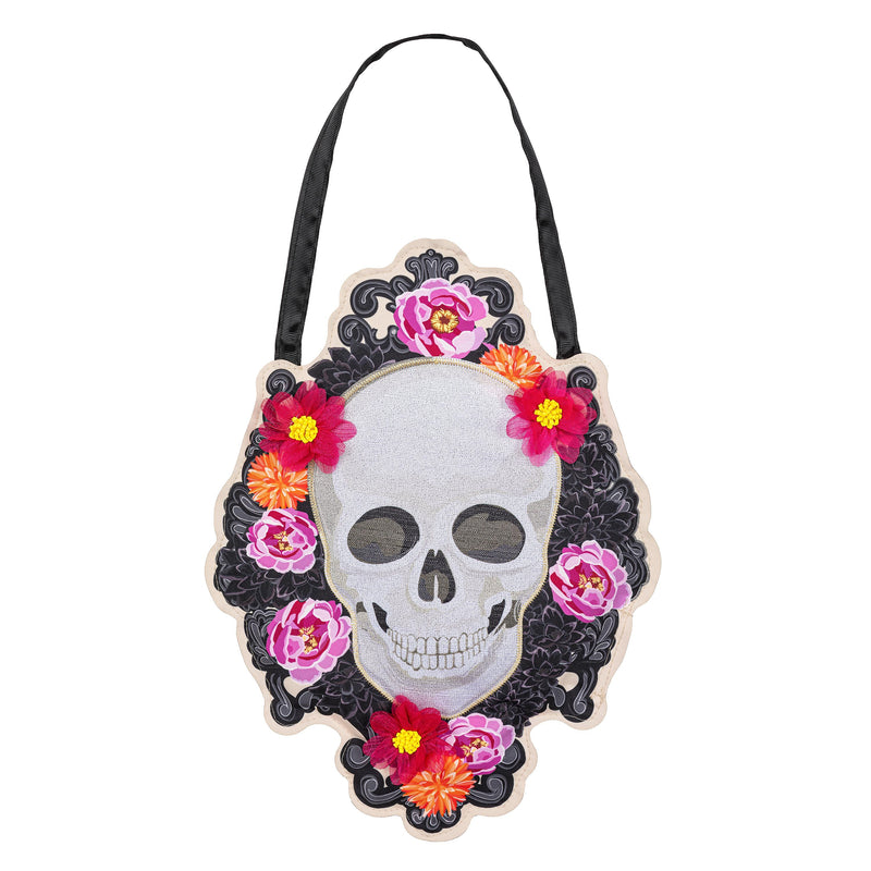 Happy Skull Floral Door Decor