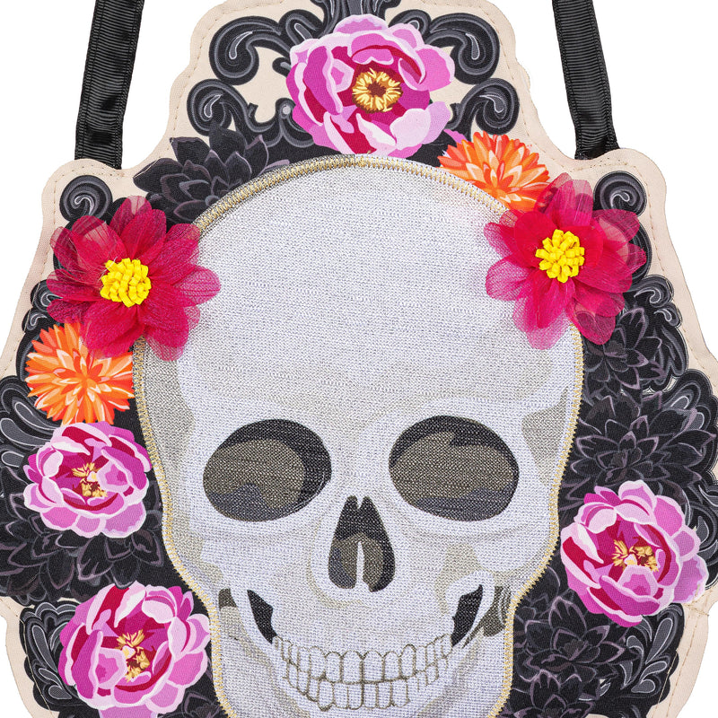 Happy Skull Floral Door Decor