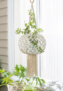 Macrame Large Hanging Globe Plant Cover, Natural