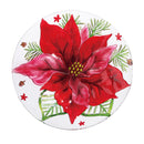 18" Hand Painted Poinsettia Glass Bird Bath