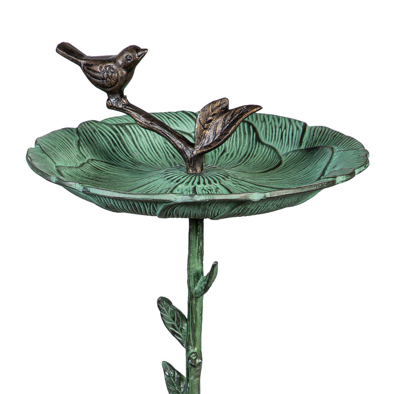 Garden of Wonder Birdbath, Metal Green Birdbath with Stand, 12"