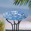 Blue Coastal Birdbath, Glass Coastal Citrus, 18"