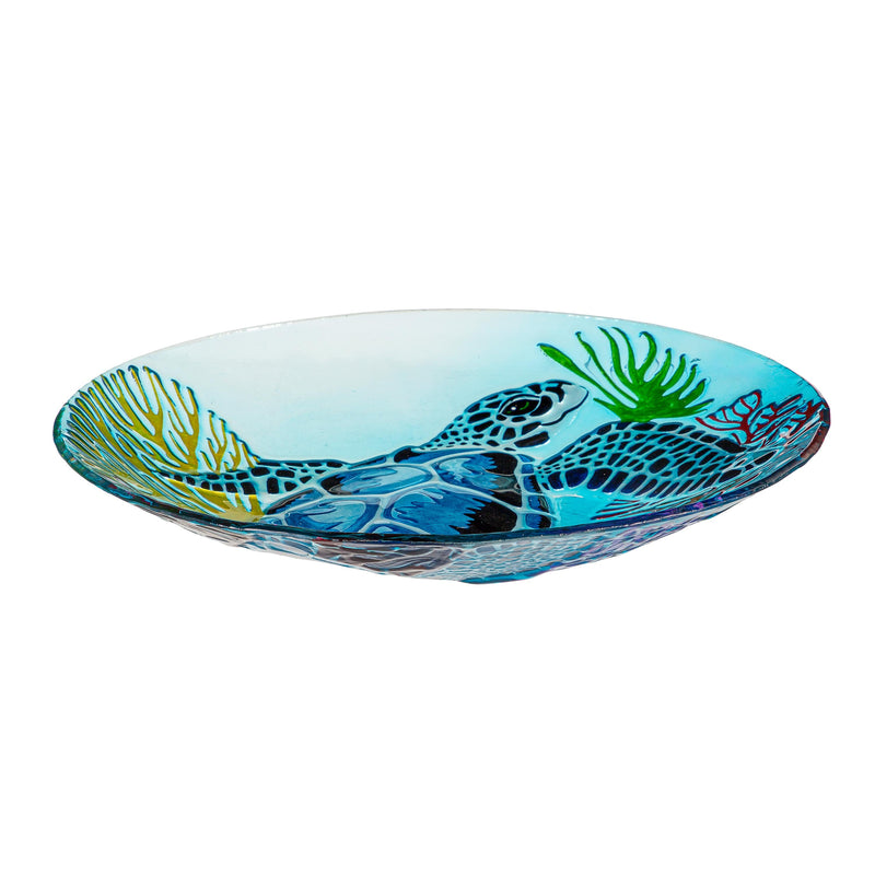 Palm Beach Birdbath, Glass Sea Turtle, 18"