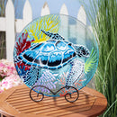 Palm Beach Birdbath, Glass Sea Turtle, 18"