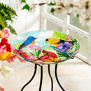 What She Shed Birdbath, Glass Feathered Trio, 18"