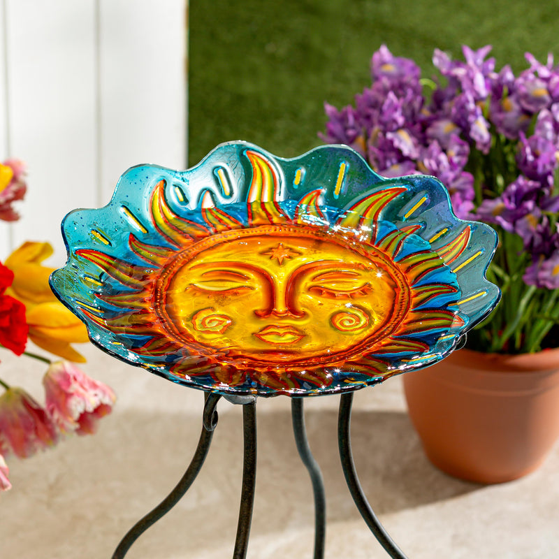 Garden of Wonder Birdbath, Glass Celestial Harmony, 18"