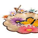 Pollinator Garden Birdbath, Metal Bright Butterfly & Flowers, 17"