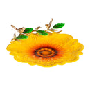 Petal & Plow Birdbath, Metal Scalloped Edge Sunflower