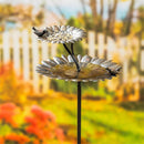 2-in-1 Sunflower Metal Birdbath and Feeder with Mounting Attachment and Stake, 48"H